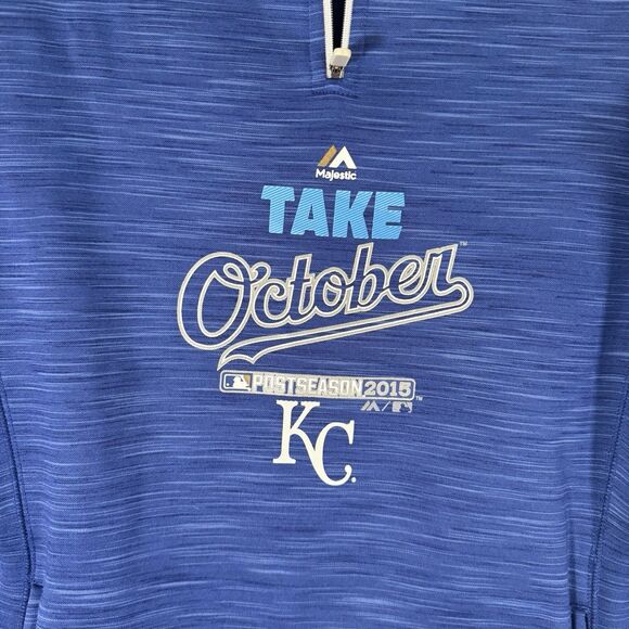 Kansas City Royals 2015 World Series Women's Medium Blue 1/4 Zip Take October - Picture 2 of 9